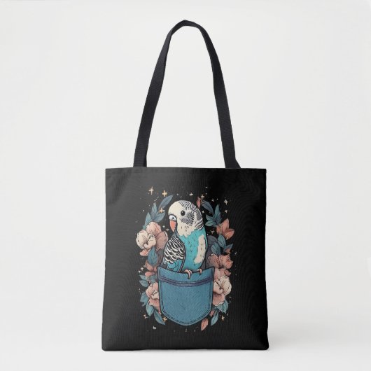 Budgie in einem Pocket | Floral Bird Lover Tasche (Vorderseite)