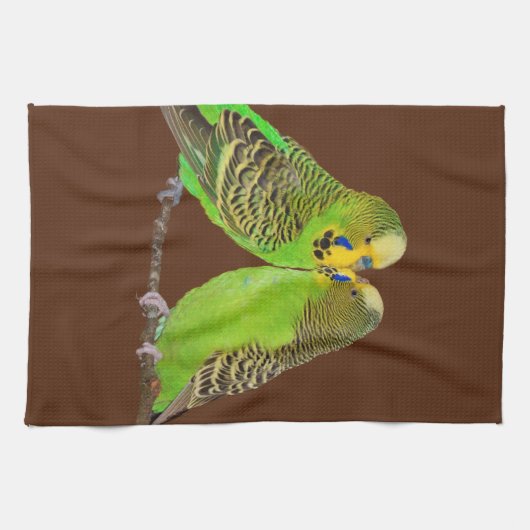 Budgie Kisses Kitchen Handtuch (Horizontal)