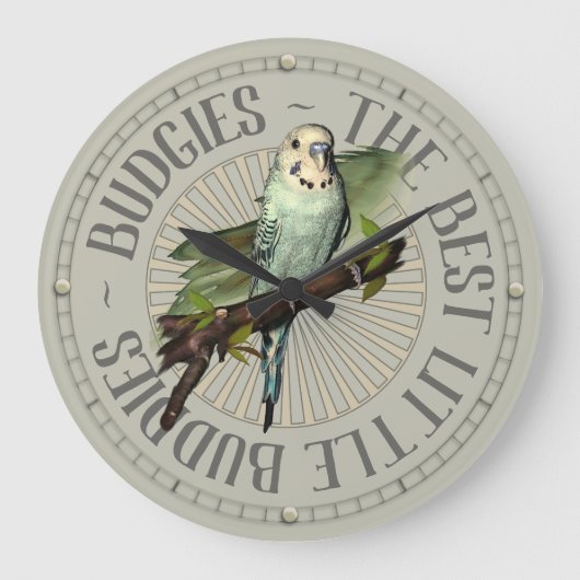 Budgie Liebe Große Wanduhr (Vorderseite)