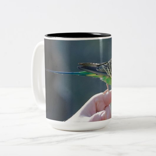 Budgie Liebe-Tasse Zweifarbige Tasse (Vorderseite Links)