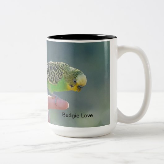 Budgie Liebe-Tasse Zweifarbige Tasse (Rechts)