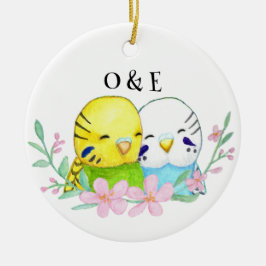 Budgie Lovebird Couple Erste Weihnacht gemeinsam Keramik Ornament
