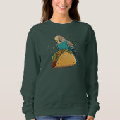 Budgie mit Taco | Quirky Bird Lover's Delight Sweatshirt (Vorderseite)