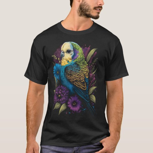 Budgie Mom Flower Budgerigar Parakeet Bird Mother T-Shirt (Vorderseite)