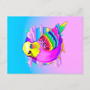 Budgie Neon Postcard Postkarte