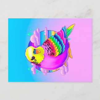 Budgie Neon Postcard Postkarte