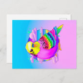Budgie Neon Postcard Postkarte (Vorne/Hinten)