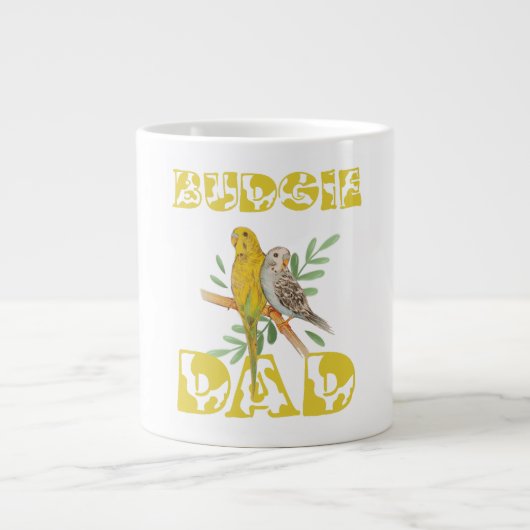 Budgie Papa Retro-Besitzer von Papageienliebhabern Jumbo-Tasse (Vorderseite)