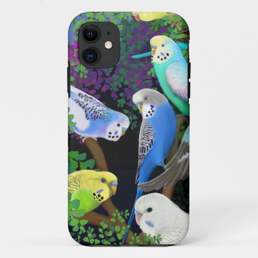 Budgie Papageien in Farne iPhone Fall Case-Mate iPhone Hülle (Rückseite)