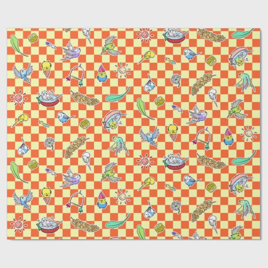 Budgie Papageienmuster Geschenkpapier (Flach)