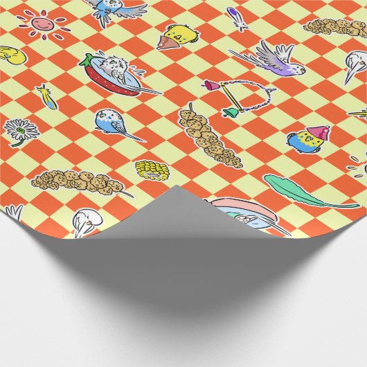 Budgie Papageienmuster Geschenkpapier (Ecke)
