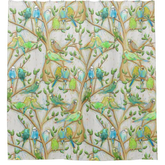 Budgie Parakeet Bird Duschvorhang (Vorderseite)