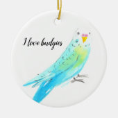  Budgie Parakeet Blue Watercolor Keramik Ornament (Vorne)
