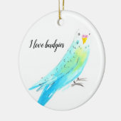  Budgie Parakeet Blue Watercolor Keramik Ornament (Links)
