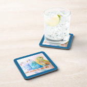 Budgie Parakeet Budgerigar Budgies Teal Blue Getränkeuntersetzer (Rechte Seite)