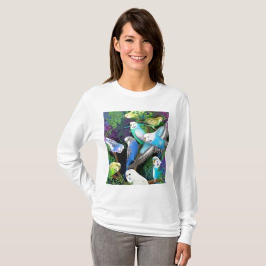 Budgie Parakeets-DamenHoodie T-Shirt (Vorne ganz)