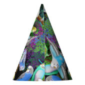 Budgie Parakeets im Farn-Party-Hut Partyhütchen (Rückseite)