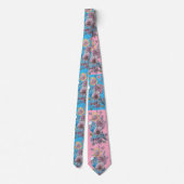 Budgie Parrot Blue Black Birds Blue Mens Neck Tie Krawatte (Rückseite)