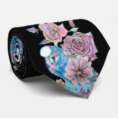 Budgie Parrot Blue Black Birds Mens Neck Tie Krawatte (Gerollt)