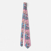 Budgie Parrot Blue Black Birds Pink Mens Neck Tie Krawatte (Rückseite)