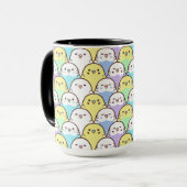 Budgie Parrot Lila Gelbes Cartoon Muster Tasse (Vorderseite Links)