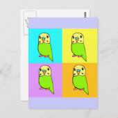 Budgie Pop Art Postkarte (Vorne/Hinten)