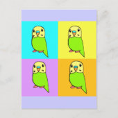 Budgie Pop Art Postkarte (Vorderseite)