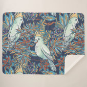 Budgie Rainforest Blume Foliage Blue Background Sherpadecke (Vorderseite (Horizontal))