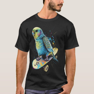 Budgie Skateboard Budgerigar Parakeet Bird 2 T-Shirt