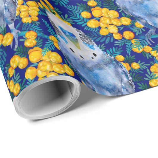 Budgie und Wattle Pattern Geschenkpapier (Rolleneckpunkt)