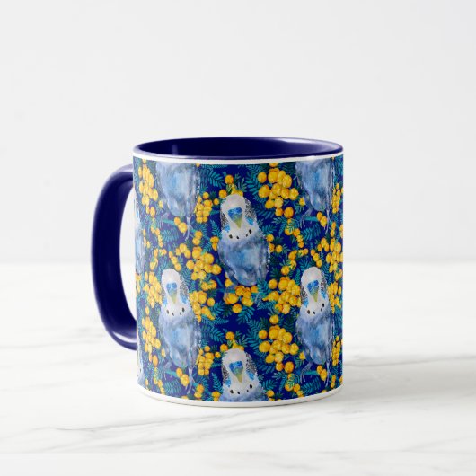 Budgie und Wattle Pattern Tasse (Vorderseite Links)