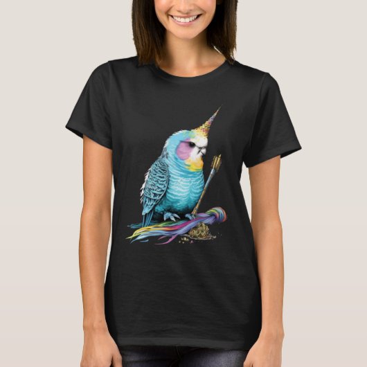 Budgie Unicorn Budgerigar Parakeet Bird T-Shirt (Vorderseite)