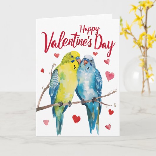 Budgie Valentine Karte (Gelbe Blume)