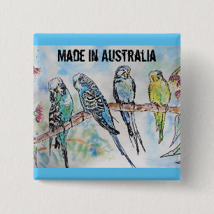 Budgie Watercolor Bird Niedlich aus Australien Button