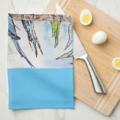 Budgie Watercolor Bird Niedlich aus Australien Geschirrtuch (Viertel Falte)