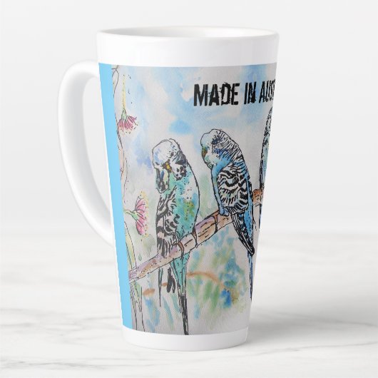 Budgie Watercolor Bird Niedlich aus Australien Milchtasse (Linke Ecke)