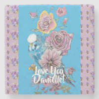 Budgie Watercolor Blumenladen Ladys Stone Unterset