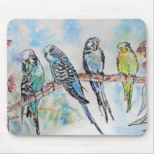Budgie Watercolor Painting Bird Vögel Whimsical Mousepad (Vorne)