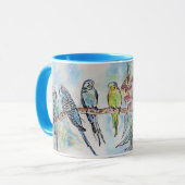 Budgie Watercolor Tasse Blue (Vorderseite Links)