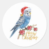 Budgie Weihnachten Runder Aufkleber (Vorderseite)