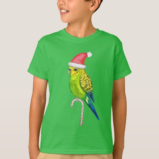 Budgie Weihnachtsstil T-Shirt (Vorderseite)