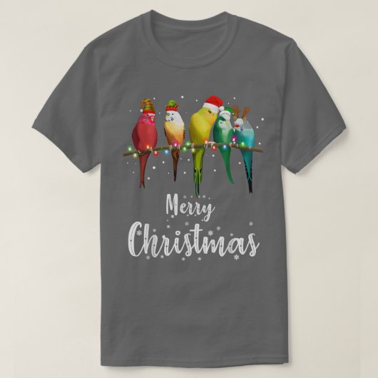 Budgies Bird Frohe Weihnachten T-Shirt (Design vorne)