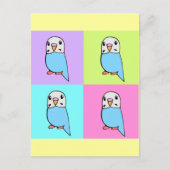 Budgies Pop Art Postkarte (Vorderseite)