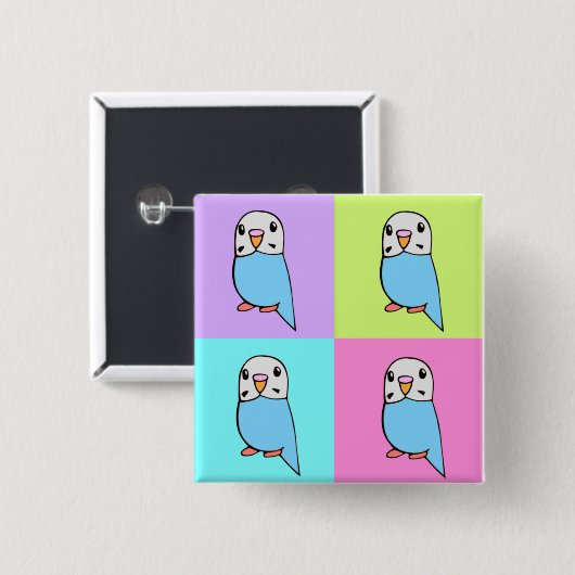 Budgies Pop-Kunst Button (Vorne & Hinten)