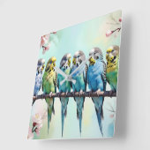 Budgies Quadratische Wanduhr (Winkel)