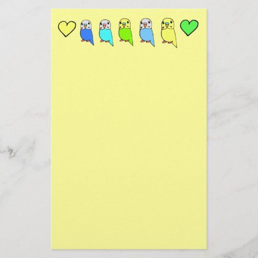 Budgies und Herzen Briefpapier (Vorderseite)