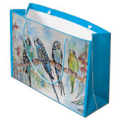 Budgies Watercolor Gum Tree budgie Vogelgeschenk B Große Geschenktüte (Rückseite Schrägansicht)