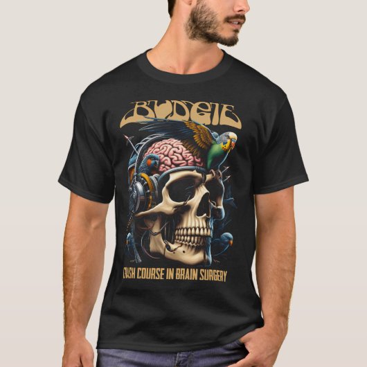 BudgieWeiß in Schwarz T-Shirt (Vorderseite)