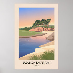 Budleigh Salterton Devon Küsten Reiseplakat Poster