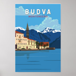 Budva Montenegro Retro Reise Kunst Vintage Poster